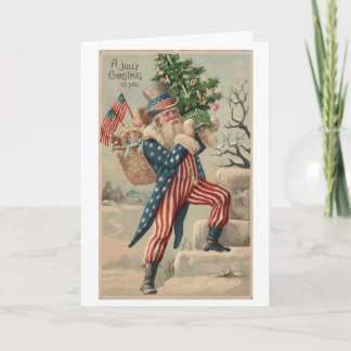 Patriotic Uncle Sam Vintage Christmas Card Feiertagskarte