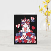 Patriotic Unicorn 4. Juli US-amerikanische Flagge  Karte (Gelbe Blume)