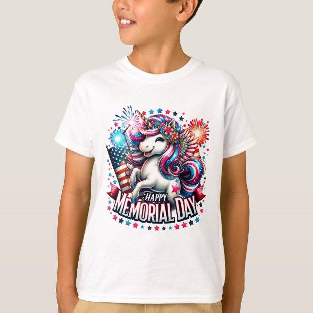 Patriotic Unicorn Kids T - Shirt (Vorderseite)