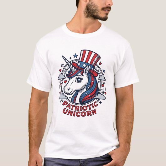Patriotic Unicorn Vintage Engraving Graphic_1 T-Shirt (Vorderseite)