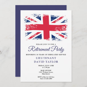 Patriotic Union Jack British Flag Retirement Party Einladung