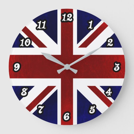Patriotic, Union Jack, Großbritannien, Flagge Große Wanduhr (Vorderseite)