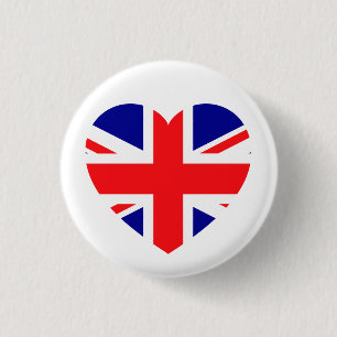Patriotic Union Jack Liebe Heart Red White Blue Button