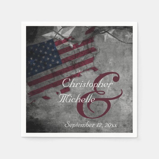 Patriotic United Staaten American Flag Wedding Serviette (Vorderseite)