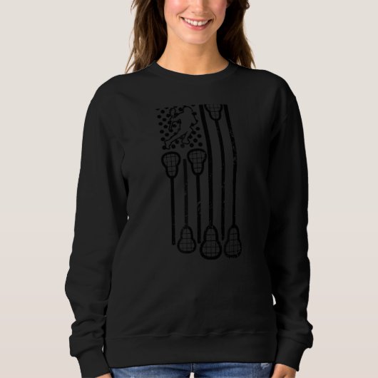 Patriotic US American Flag Vintag Lacrosse Sweatshirt (Vorderseite)