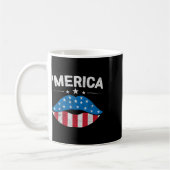 Patriotic US Amerika Flag Lips 4. Juli Merica Kaffeetasse (Links)