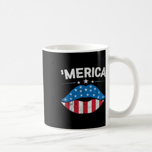 Patriotic US Amerika Flag Lips 4. Juli Merica Kaffeetasse (Rechts)