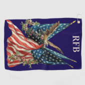 Patriotic US Flag And Bald Eagle American Flag Golfhandtuch (Horizontal)