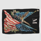 Patriotic US Flag And Eagle American Flag Golfhandtuch (Horizontal)