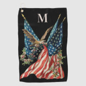 Patriotic US Flag And Eagle American Flag Golfhandtuch (Vorderseite)
