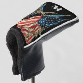 Patriotic US Flag And Eagle Custom Monogram Golf Headcover (3/4 Vorderseite)