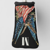 Patriotic US Flag And Eagle Custom Monogram Golf Headcover (Rotieren 90)
