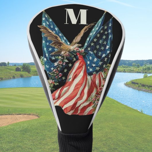 Patriotic US Flag And Eagle Golf Headcover