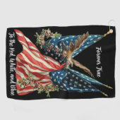 Patriotic US Flag And Eagle Golfhandtuch (Horizontal)