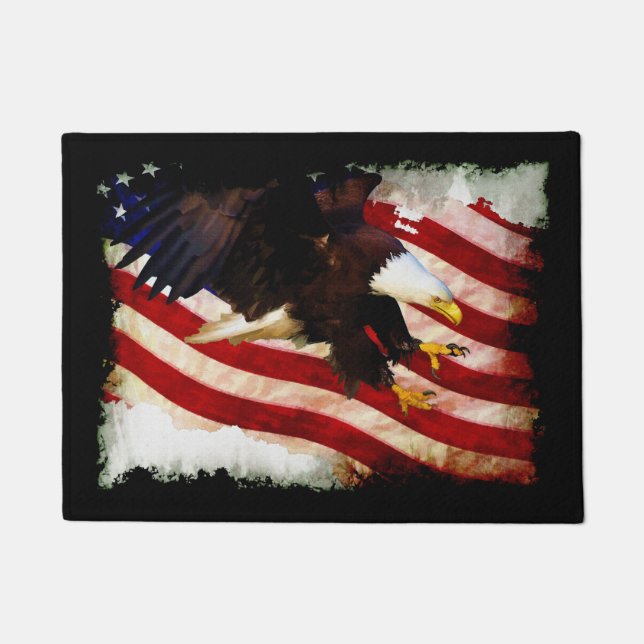 Patriotic US Flag & Bald Eagle Fußmatte (Vorderseite)