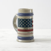 Patriotic US Flag Custom Text Name Bierglas (Vorderseite Links)