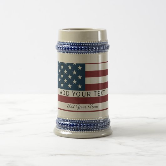 Patriotic US Flag Custom Text Name Bierglas (Mittel)
