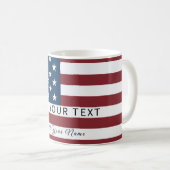 Patriotic US Flag Custom Text Name Kaffeetasse (VorderseiteRechts)