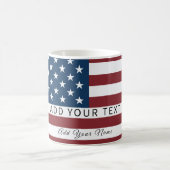 Patriotic US Flag Custom Text Name Kaffeetasse (Mittel)