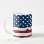 Patriotic US Flag Custom Text Name Kaffeetasse (Links)