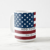 Patriotic US Flag Custom Text Name  Kaffeetasse (Vorderseite Links)