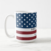 Patriotic US Flag Custom Text Name  Kaffeetasse (Links)