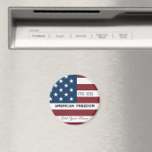Patriotic US Flag Custom Text Name Magnet (In Situ (Geschirrspüler))