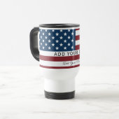 Patriotic US Flag Custom Text Name Reisebecher (Vorderseite Links)