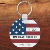 Patriotic US Flag Custom Text Name Schlüsselanhänger (Vorderseite)