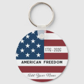 Patriotic US Flag Custom Text Name Schlüsselanhänger (Rückseite)