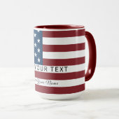 Patriotic US Flag Custom Text Name Tasse (VorderseiteRechts)
