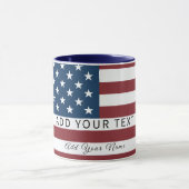 Patriotic US Flag Custom Text Name Tasse (Zentrum)