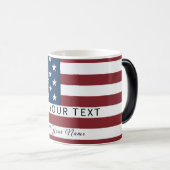 Patriotic US Flag Custom Text Name Verwandlungstasse (VorderseiteRechts)