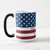 Patriotic US Flag Custom Text Name  Verwandlungstasse (Links)