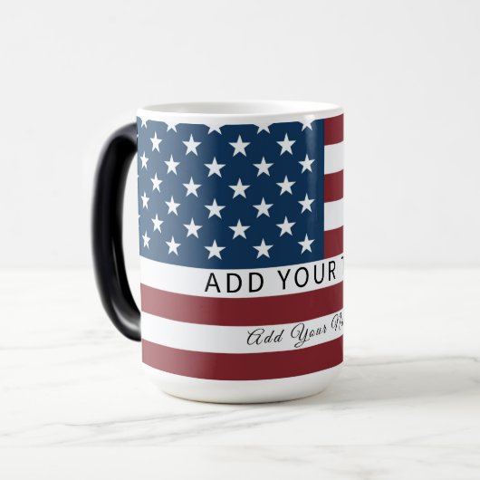 Patriotic US Flag Custom Text Name  Verwandlungstasse (Vorderseite Links)