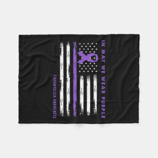 Patriotic Us Flag Fibromyalgie Sensibilisierung Fi Fleecedecke (Vorderseite (Horizontal))