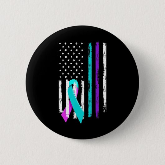 Patriotic US Flag Support Suizid Prevention Aware Button (Vorderseite)