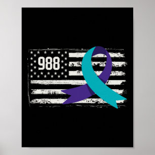 Patriotic US Flag Support Suizid Prevention Aware Poster