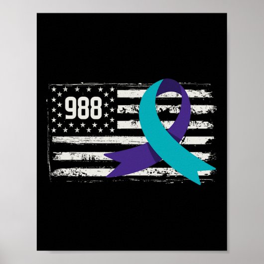 Patriotic US Flag Support Suizid Prevention Aware Poster (Vorne)