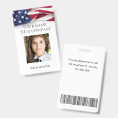 PATRIOTIC US-Flag Template Mitarbeiter Foto ID Ausweis (Front & Back)