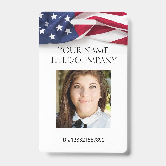 PATRIOTIC US-Flag Template Mitarbeiter Foto ID Ausweis (Front)