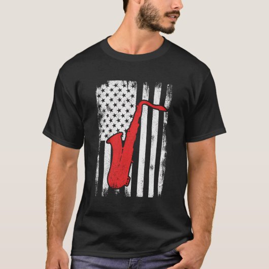 Patriotic Us Saxophone Player T-Shirt (Vorderseite)