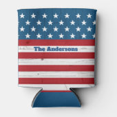 Patriotic USA 4. Juli Rustic Wood American Flag Dosenkühler (Vorderseite)