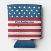 Patriotic USA 4. Juli Rustic Wood American Flag Dosenkühler (Rückseite)