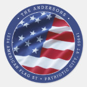 Patriotic USA American Flag Blue Rücksendeadresse Runder Aufkleber (Vorderseite)