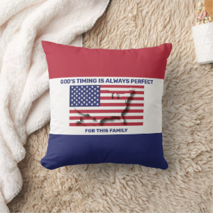 PATRIOTIC USA AMERICAN FLAG Custom Family Name Kissen