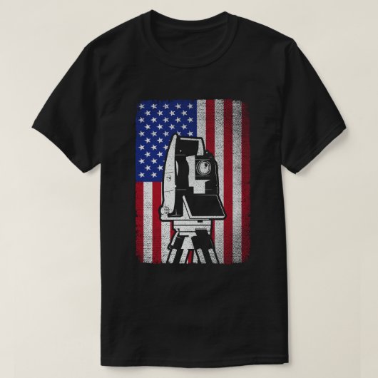 Patriotic USA American Flag Land Surveyor T-Shirt (Design vorne)