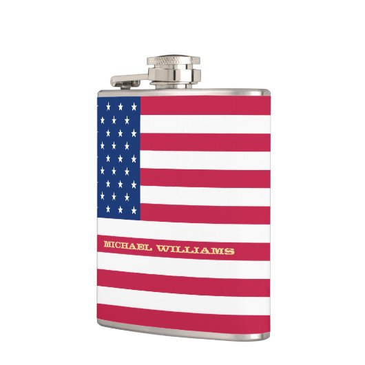 Patriotic USA American Flag Mit Monogramm Birthday Flachmann (Links)