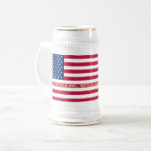 Patriotic USA American Flag Personalisiert Monogra Bierglas (Vorderseite Links)