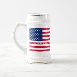 Patriotic USA American Flag Personalisiert Monogra Bierglas